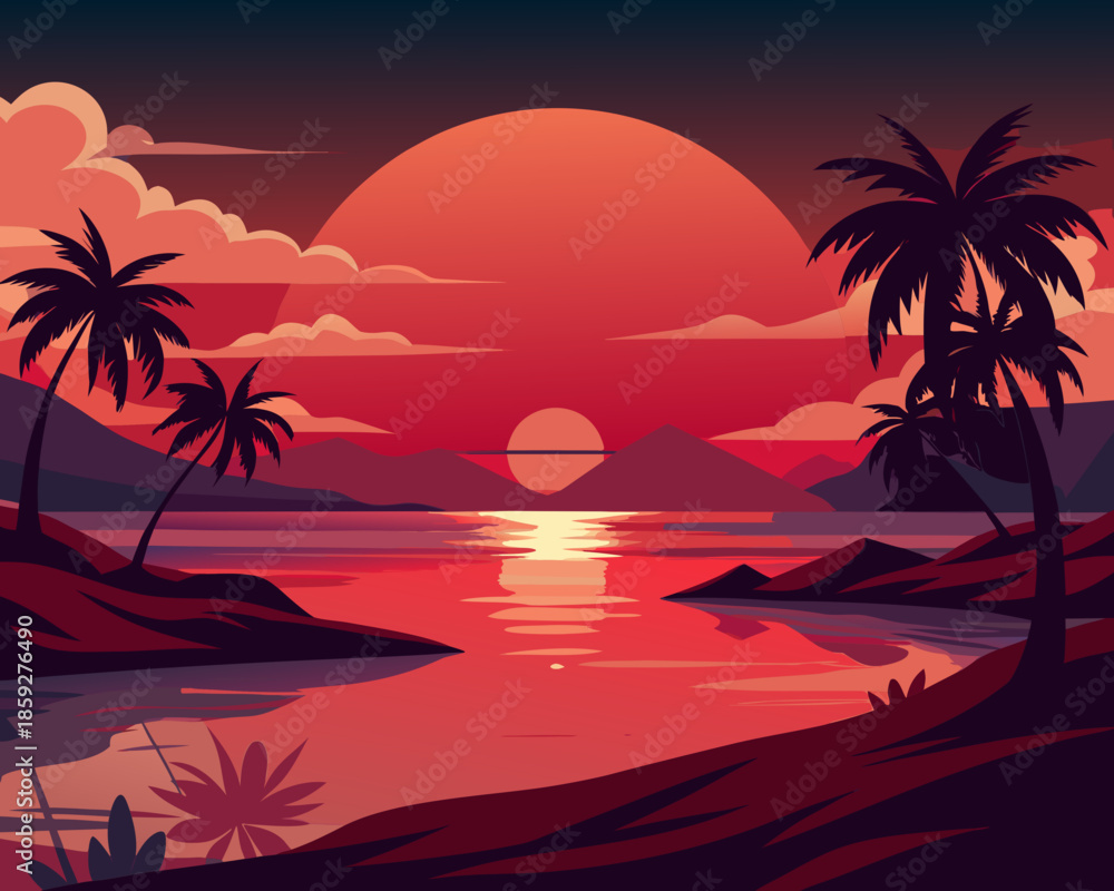 Fototapeta premium tropical beach with palm trees