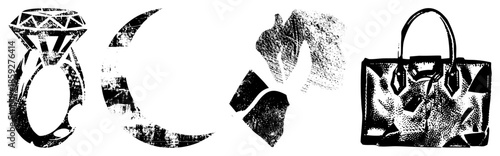 diamond ring moon handbag vector