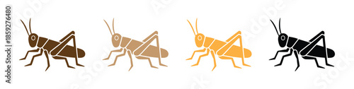 Colorful grasshopper icons in different shades and colors. mantis or cricket icon, grasshopper, insect concept, flat symbol on white background - vector illustration.