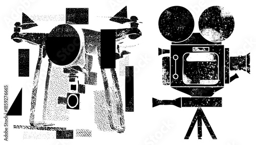 film camera and drone vector