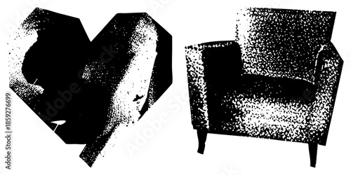 Broken heart silhouette and armchair vector