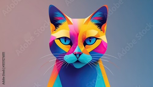 Abstract cat portrait in vibrant colors — AI generated