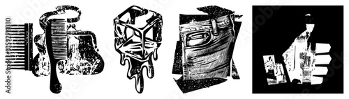 hair comb purse melting ice cube jeans hand