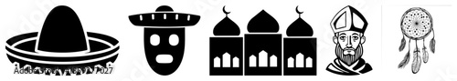 Cultural set black silhouette