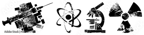 scientific set black and white distressed style