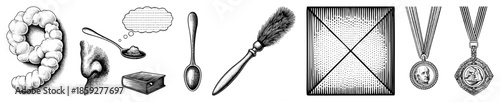 number nine cloud shape spoon brush medal