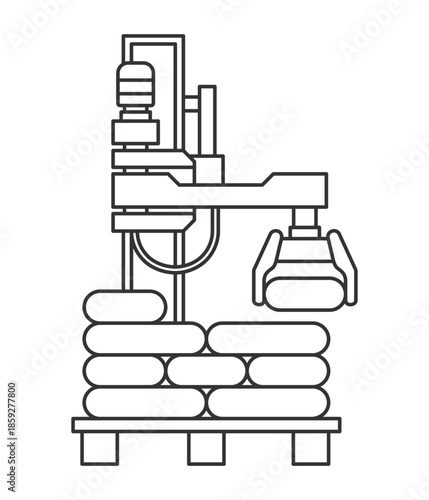Palletizing robot - icon in thin line