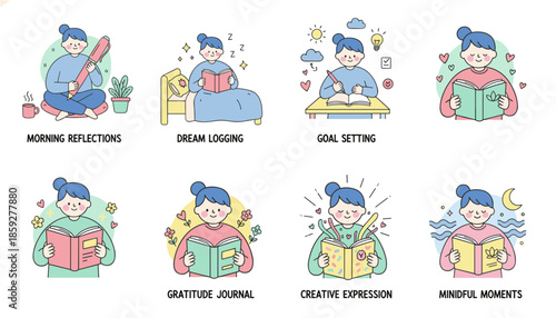 Daily selfcare and journaling habits goal setting morning reflection dream logging and mindful moments