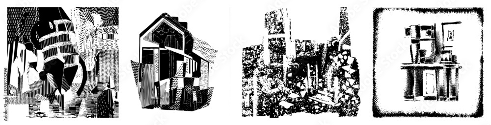 Fototapeta premium Abstract architectural forms in high contrast art