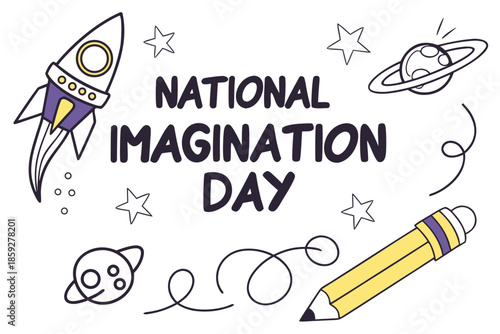 NATIONAL IMAGINATION DAY vector illustration isolated 