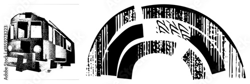 train and archway vector illustration