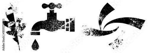 water conservation black and white distressed style