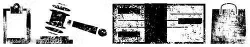 Legal and shopping in distressed black vector style