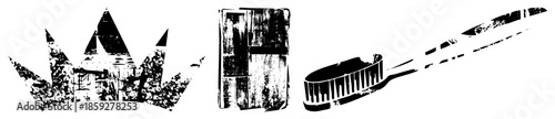 crown book toothbrush black and white stencil style
