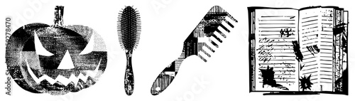 Halloween pumpkin hairbrush comb open book