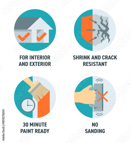 Spackling features - 30 minute ready, No sanding, interior exterior, Shrink, Crack Resistant