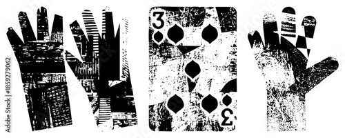 hands and playing card three of spades