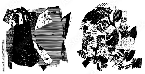 abstract geometric shapes with halftone textures