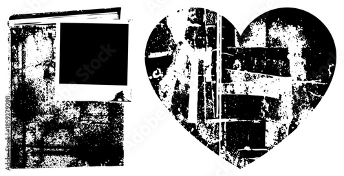 grunge heart and frame vector