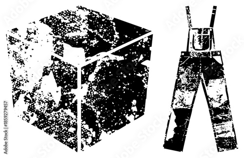 cube and overalls vector illustration