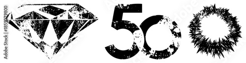 diamond number fifty spiky circle