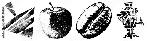 abstract geometric shapes coffee bean robot set