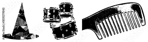 wizard hat drum set comb vector