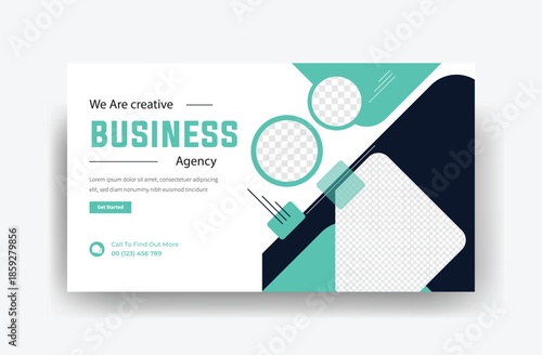 corporate business webinar youtube video thumbnail design, ad banner template  