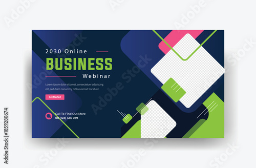 Webinar business conference web banner and youtube thumbnail template