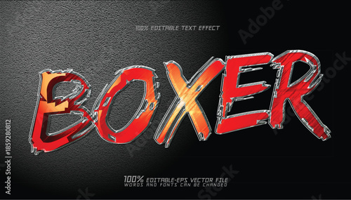 Red boxer Metallic Grunge Text Effect