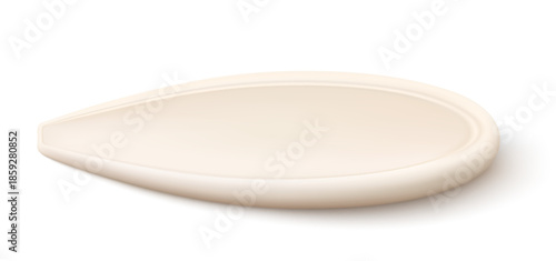 Pumpkin seed unpeeled with shadow, isolated on white background. Realistic 3d vector illustration. side view. Used for advertising, packaging, collage, web design food, gardening