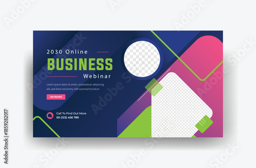 corporate business online webinar web banner template. Conference, meeting & training promotion social media banner, thumbnail template