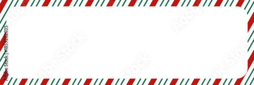 Candy cane red and green frame. Christmas and New Year candy striped frame. Holiday winter border with copy space vector illustration.