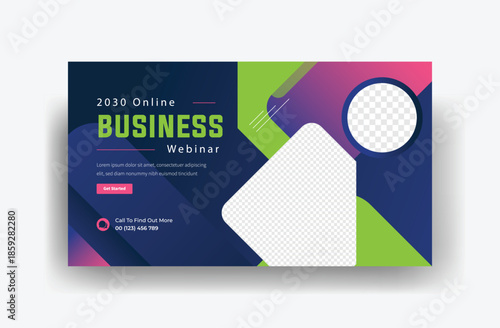 corporate business online webinar web banner template. Conference, meeting & training promotion social media banner, thumbnail design