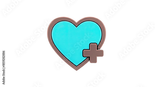Blue Heart Icon with Plus Sign