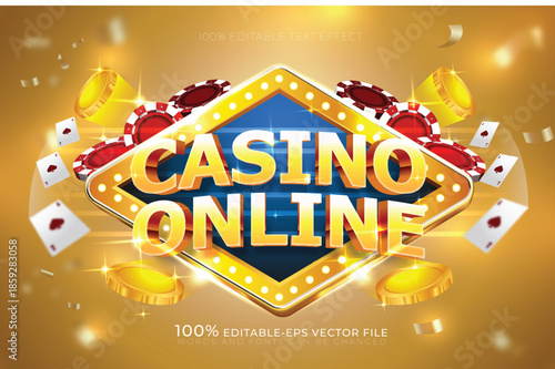 casino online poker chip text effect