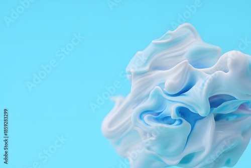 Close-up of white shaving cream against a vibrant blue background for a clean and minimalistic look