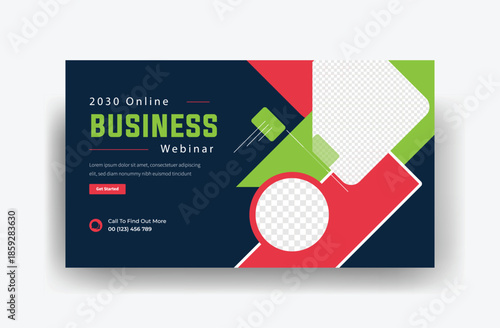 Online marketing webinar web banner and youtube thumbnail template design, social media banner