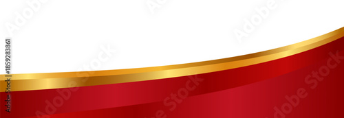 Curved gradient golden wave and a deep red border, footer vector illustration