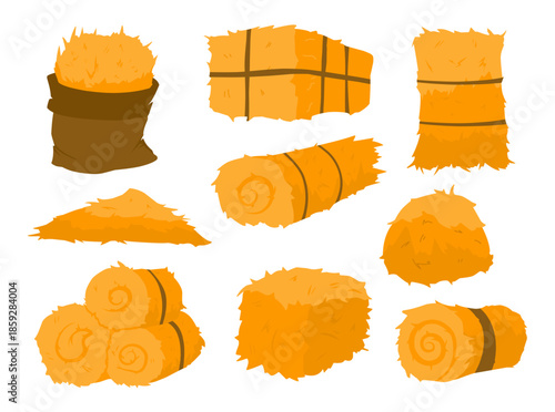 Golden Yellow Dry Hay Stock Illustration Collection