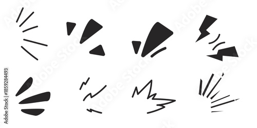 Shout line abstract sound burst symbols set