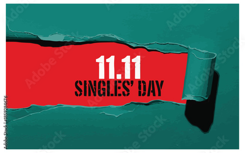 Vibrant Singles' Day promotion with torn paper effect