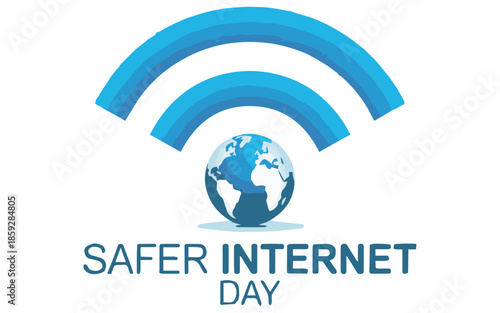 Safer Internet Day logo with globe and wifi symbol