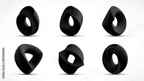 Abstract black forms in various angles on white background