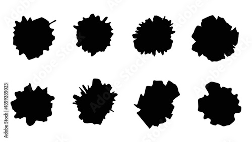 Abstract black shapes on white background for design and conceptual use