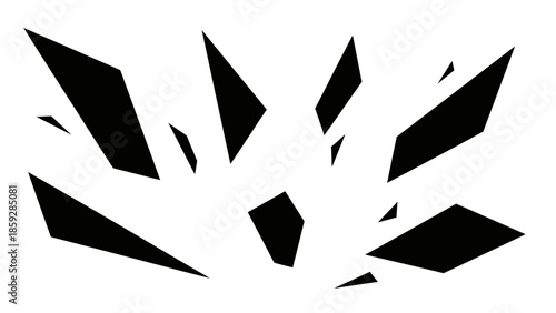 Abstract black shapes on white background for graphic design elements