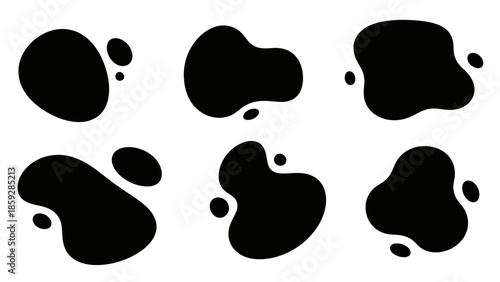 Foto Abstract black shapes set fluid forms for design and creative projects