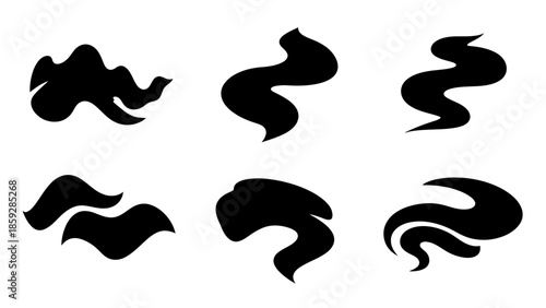 Abstract black swirls and shapes vector design elements for visual projects