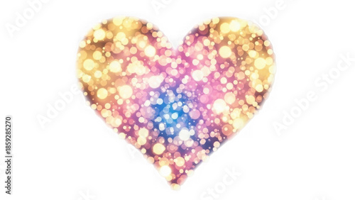 Colorful sparkling heart isolated on transparent background