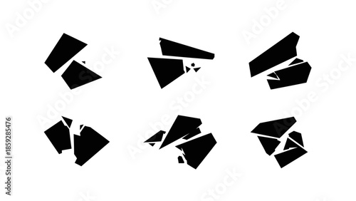 Abstract geometric shapes in black on white background for design elements